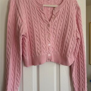 Frankie's Bikinis Pink Cable Knit Cardigan